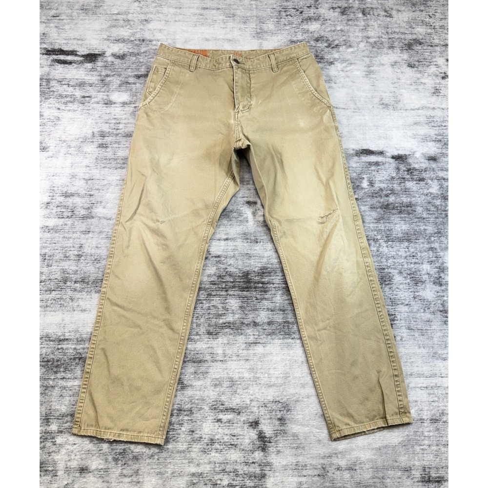 Dockers Alpha Khaki Slim Tapered Distressed Pants Mens 32x30 Tan Chinos Thrashed